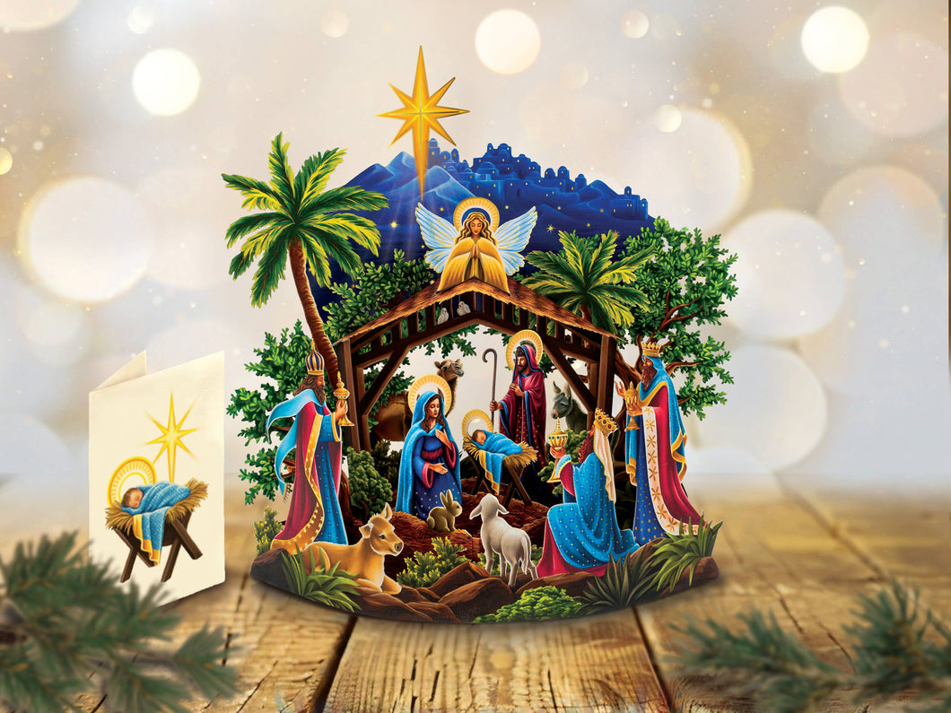 Starlit Nativity 3D Greeting Card