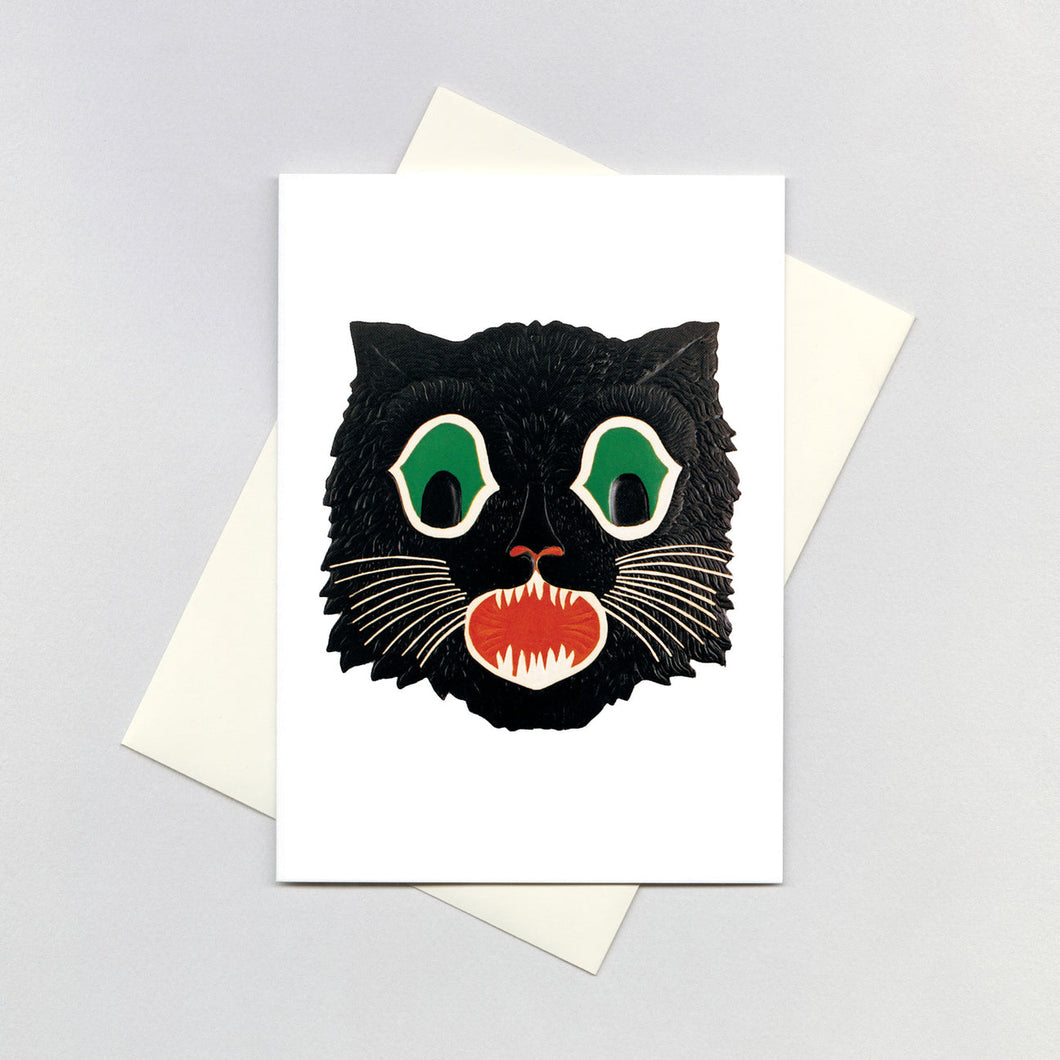 Black Cat Mask Halloween Greeting Card