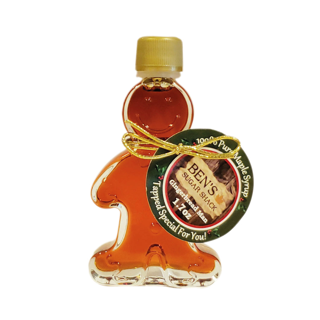 Pure Maple Syrup in Gingerbread Man Glass Bottle