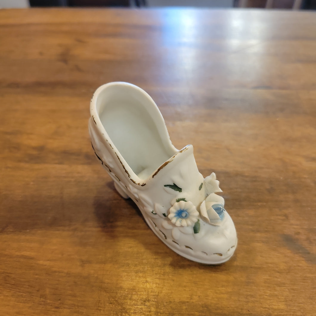 Ceramic Blue Floral Deco Shoe