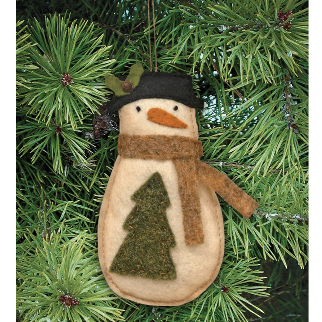 Snowman with Tree Felt Ornament